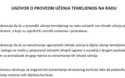 Ugovor o provedbi učenja temeljenog na radu